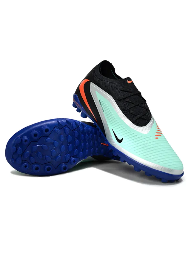 Nike Chaussures de football turf noir et bleu basse coupe collet de chaussette superposition de cage synthétique 6