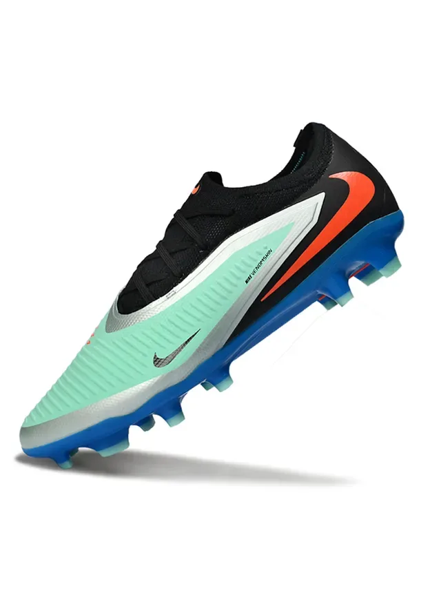Nike Chaussures de football Noir Bleu Basse Tige Synthétique Texturée Forefoot Cage Firm-Ground 3