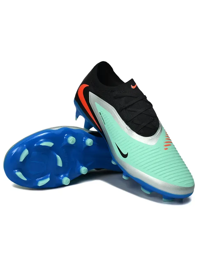Nike Chaussures de football Noir Bleu Basse Tige Synthétique Texturée Forefoot Cage Firm-Ground 4
