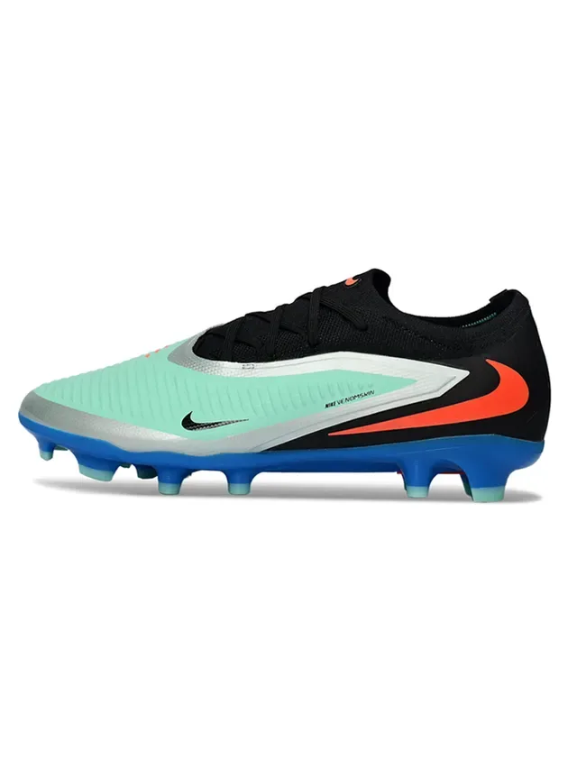 Nike Chaussures de football Noir Bleu Basse Tige Synthétique Texturée Forefoot Cage Firm-Ground 6