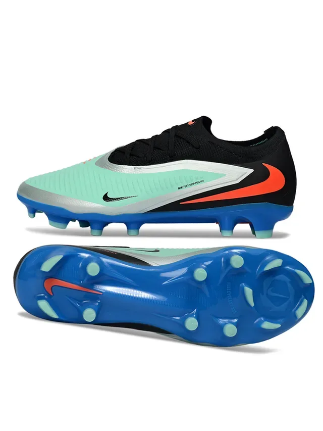 Nike Chaussures de football Noir Bleu Basse Tige Synthétique Texturée Forefoot Cage Firm-Ground 7