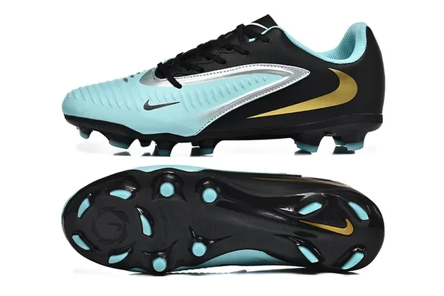 Nike Noir Bleu Low-Cut Synthetic Upper Textured Forefoot Grip Panel Firm-Ground Chaussures de Football 9