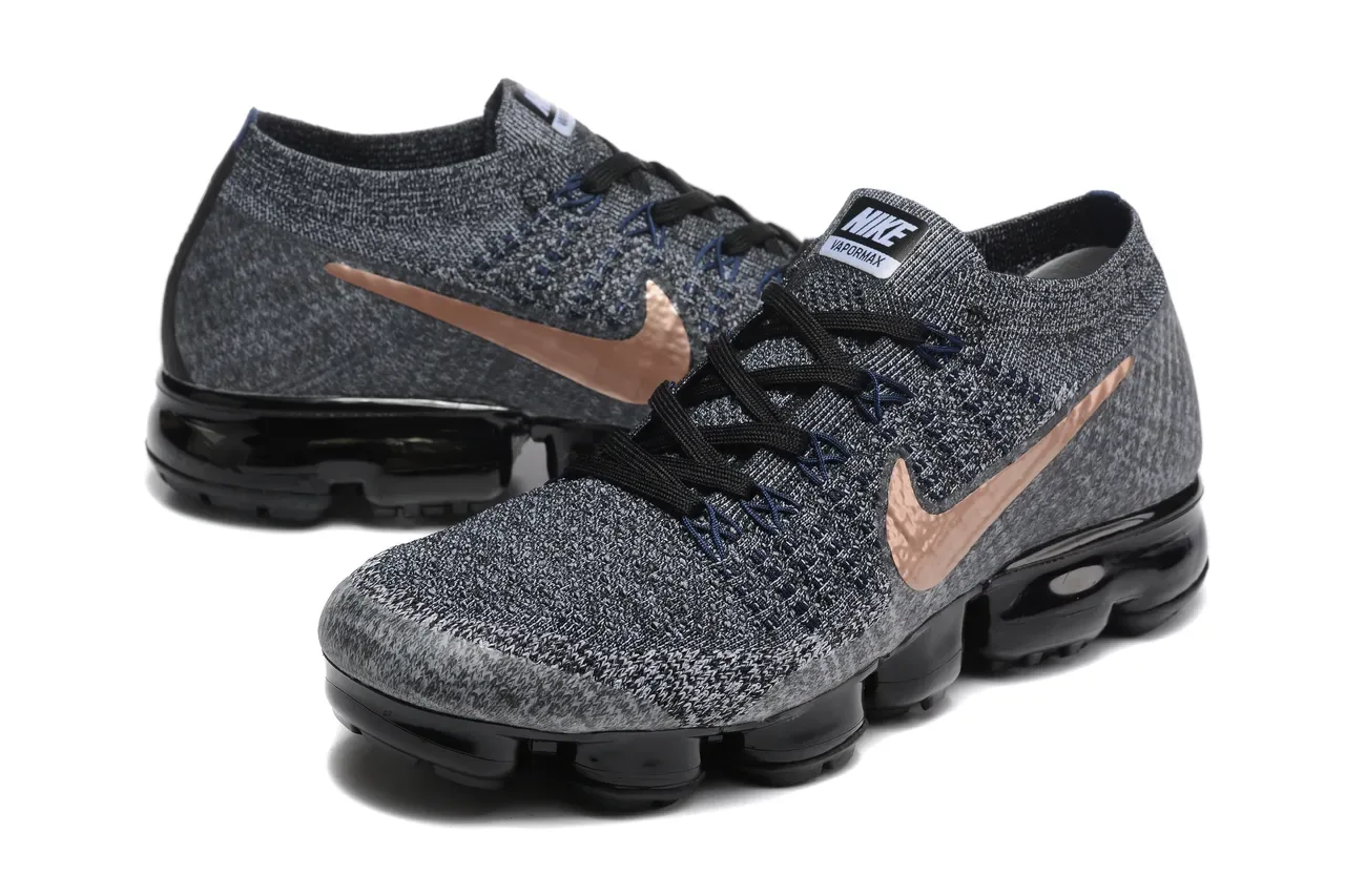 Nike Black Gray Flyknit Upper Visible Air Cushioning Sole Lifestyle Sneakers 5