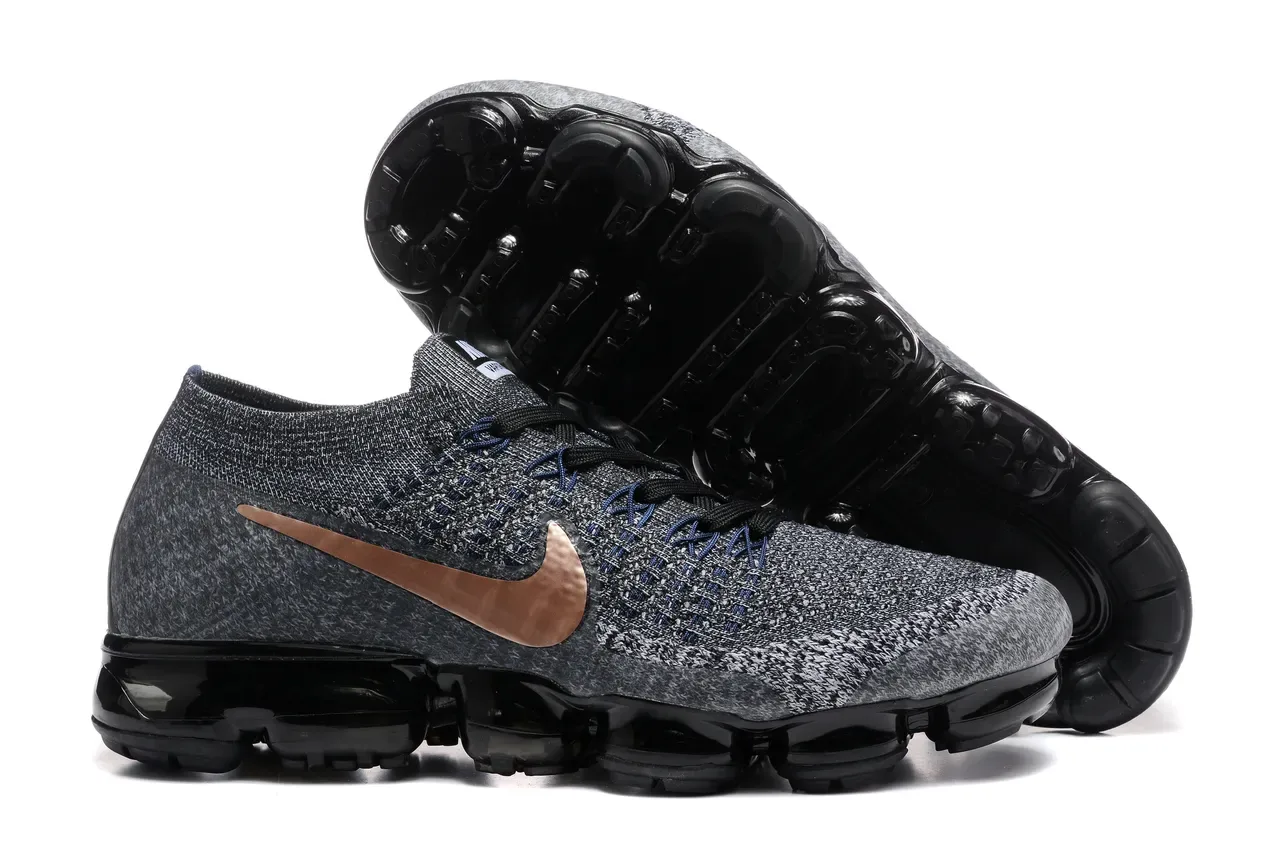 Nike Black Gray Flyknit Upper Visible Air Cushioning Sole Lifestyle Sneakers 6