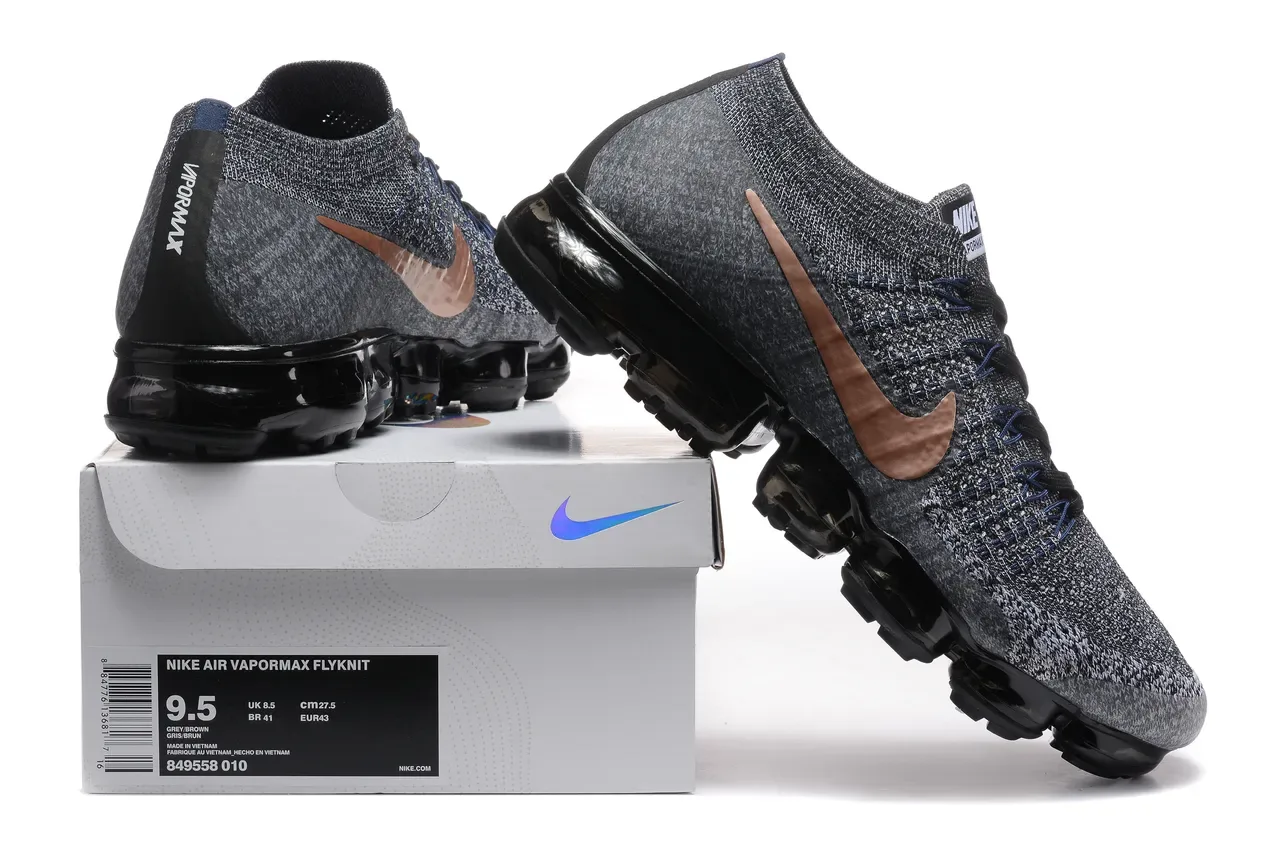 Nike Black Gray Flyknit Upper Visible Air Cushioning Sole Lifestyle Sneakers 8
