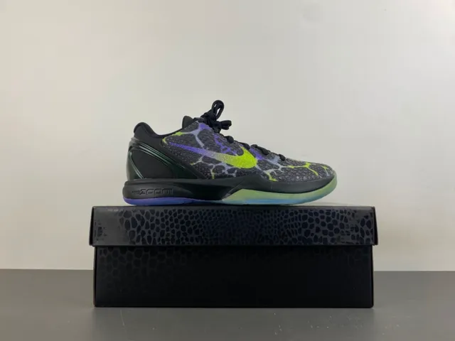Nike Black Green Low-Top Silhouette Textured Crackle-Pattern Upper Basketball Shoes 13