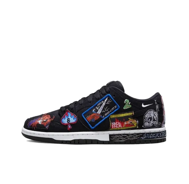 Nike Black Multicolor Patchwork Embroidery Low-Top Silhouette Skateboard Shoes 1