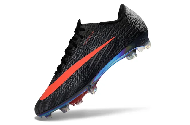 Nike Black Orange Flyknit Upper Iridescent Sole Plate Firm-Ground Soccer Shoes 3