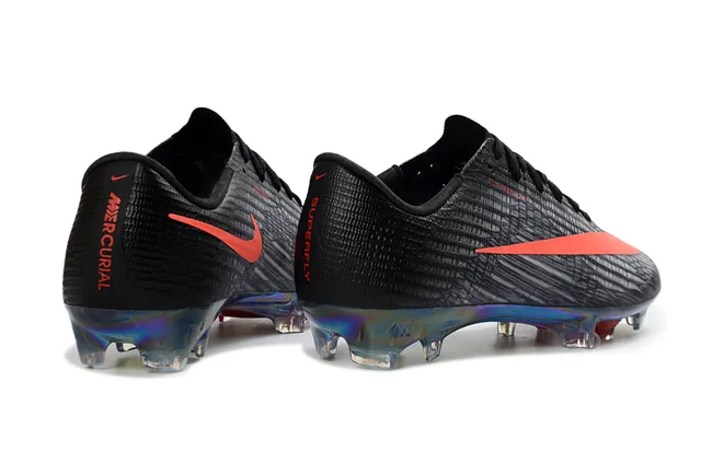 Nike Black Orange Flyknit Upper Iridescent Sole Plate Firm-Ground Soccer Shoes 5