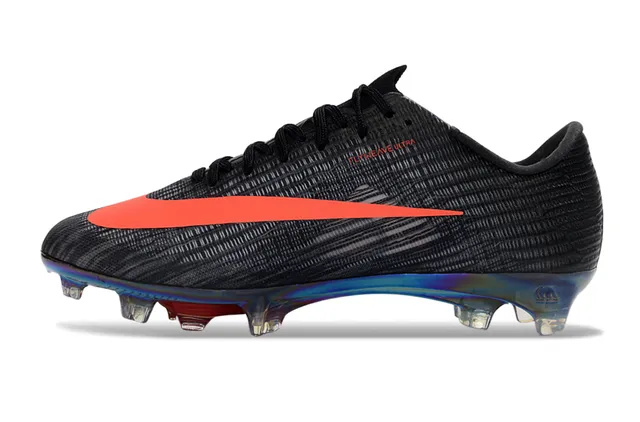 Nike Black Orange Flyknit Upper Iridescent Sole Plate Firm-Ground Soccer Shoes 7