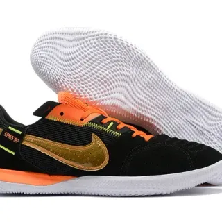Nike Black Orange Low-Top Suede And Mesh Upper Indoor Soccer Shoes