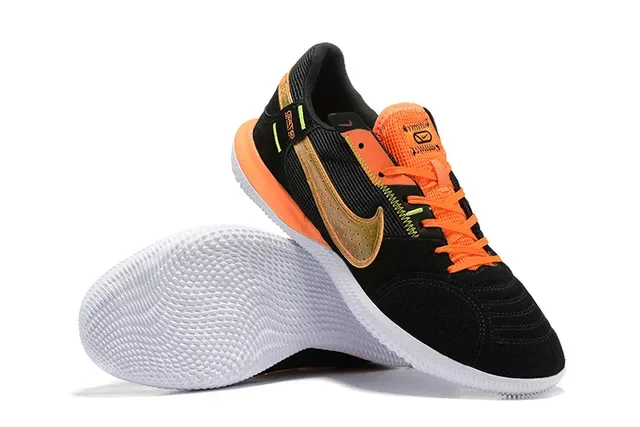 Nike Black Orange Low-Top Suede And Mesh Upper Indoor Soccer Shoes 3