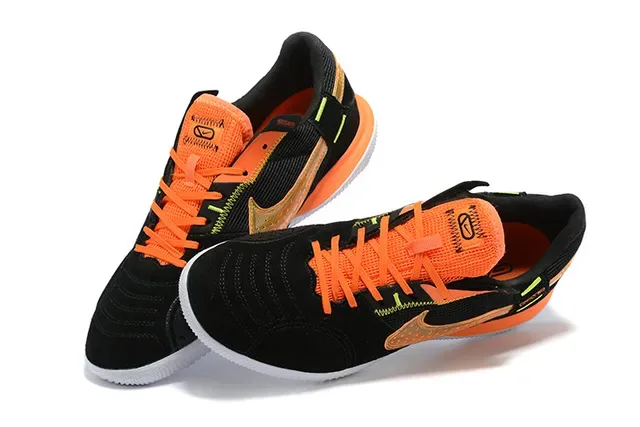 Nike Black Orange Low-Top Suede And Mesh Upper Indoor Soccer Shoes 4