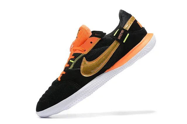 Nike Black Orange Low-Top Suede And Mesh Upper Indoor Soccer Shoes 6