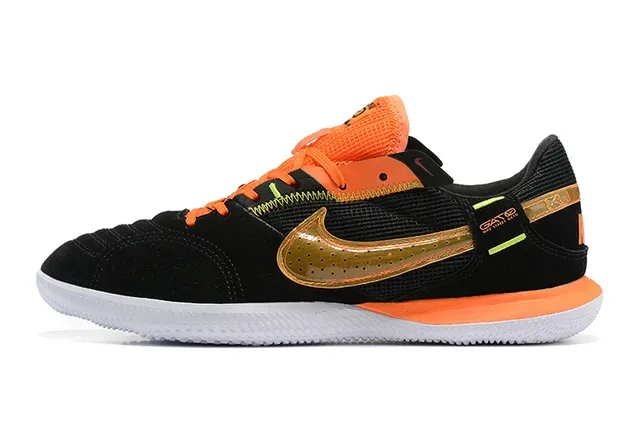 Nike Black Orange Low-Top Suede And Mesh Upper Indoor Soccer Shoes 7