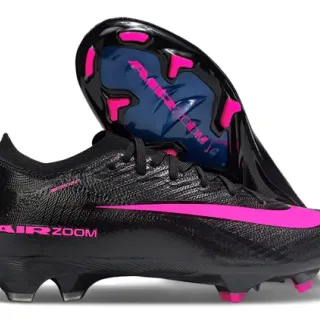 Nike Black Pink Low-Cut Knit Upper Molded Studs Firm-Ground Soccer Shoes