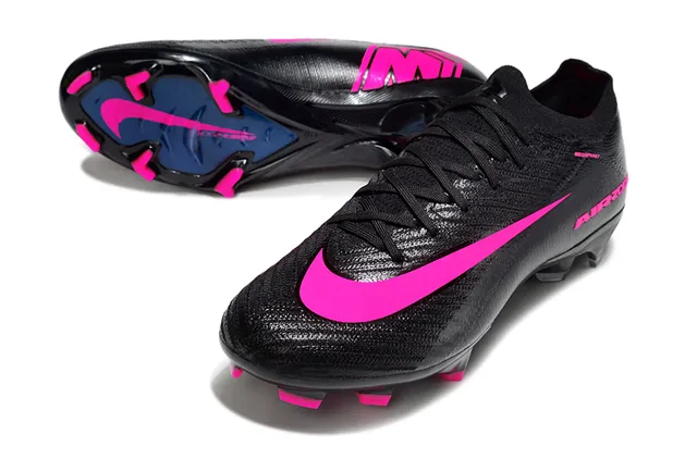 Nike Black Pink Low-Cut Knit Upper Molded Studs Firm-Ground Soccer Shoes 2