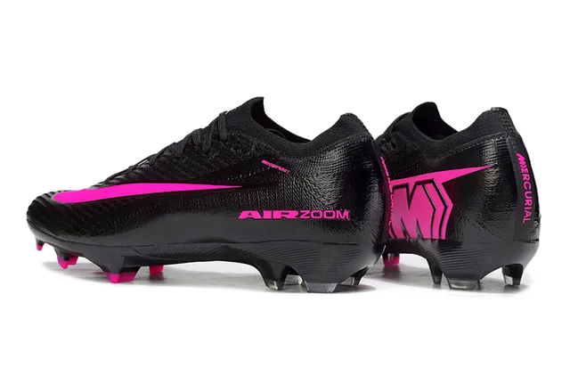 Nike Black Pink Low-Cut Knit Upper Molded Studs Firm-Ground Soccer Shoes 3