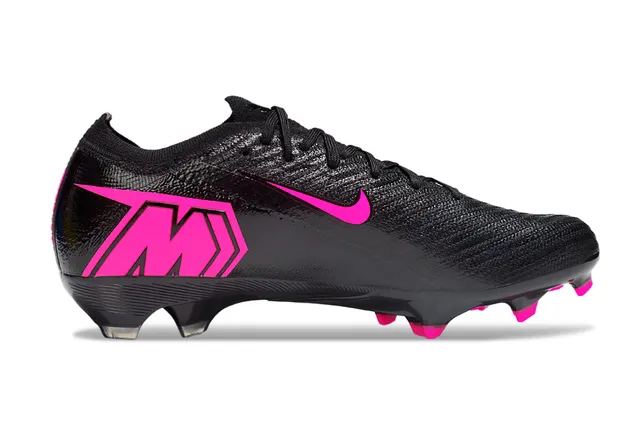 Nike Black Pink Low-Cut Knit Upper Molded Studs Firm-Ground Soccer Shoes 4