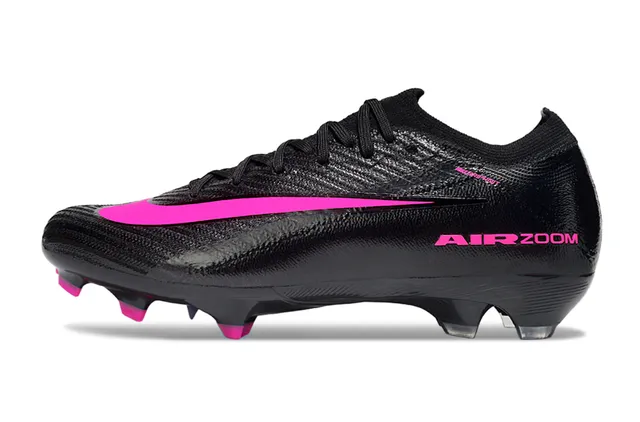 Nike Black Pink Low-Cut Knit Upper Molded Studs Firm-Ground Soccer Shoes 5