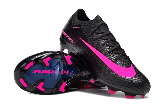 Nike Black Pink Low-Cut Knit Upper Molded Studs Firm-Ground Soccer Shoes 6