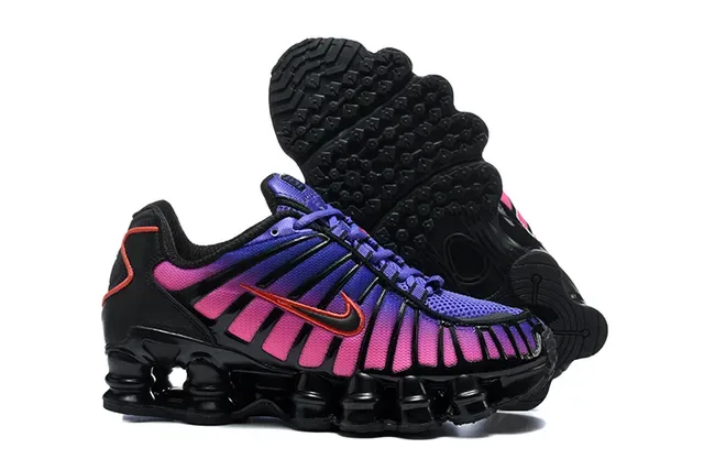Nike Black Pink Segmented Shox Cushioning Midsole Gradient Striped Upper Lifestyle Sneakers 5