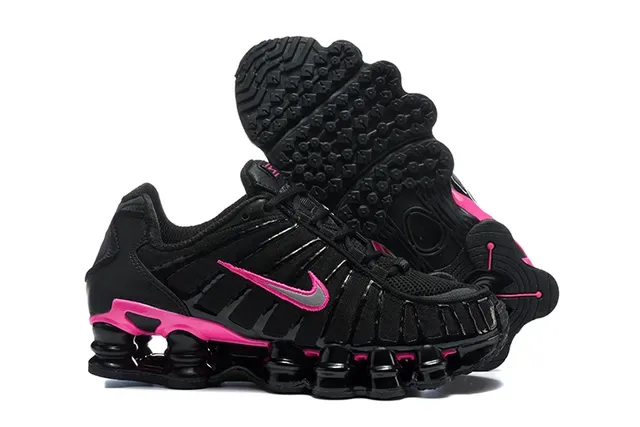 Nike Black Pink Segmented Shox Cushioning Midsole Gradient Striped Upper Lifestyle Sneakers 9