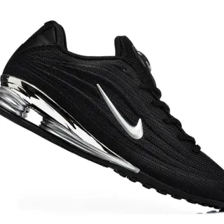 Nike Black Silver Mesh Upper Metallic Wave Midsole Lifestyle Sneakers