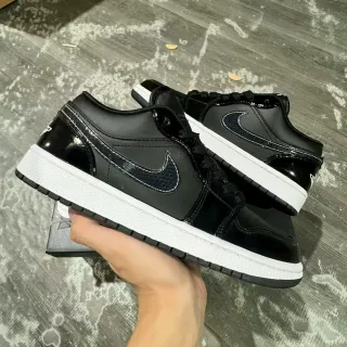 Nike Black White Glossy Patent Overlays Midsole Contrast Lifestyle Sneakers