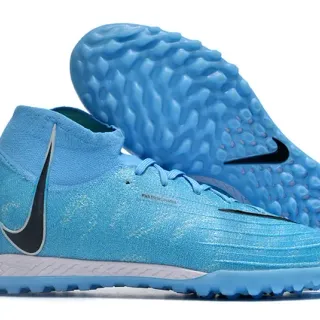 Nike Blue Black High-Cut Sock-Fit Upper Flyknit Construction Turf Soccer Shoes