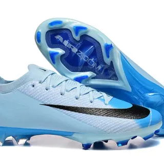 Nike Blue Black Low-Cut Knit Upper Asymmetric Lacing Firm-Ground Soccer Shoes