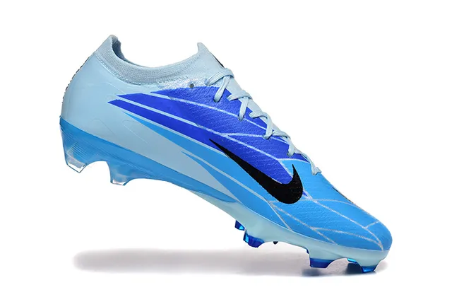Nike Blue Black Low-Cut Knit Upper Asymmetric Lacing Firm-Ground Soccer Shoes 3