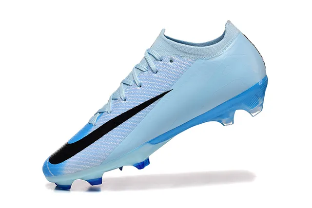 Nike Blue Black Low-Cut Knit Upper Asymmetric Lacing Firm-Ground Soccer Shoes 4