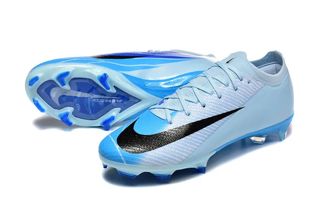 Nike Blue Black Low-Cut Knit Upper Asymmetric Lacing Firm-Ground Soccer Shoes 6