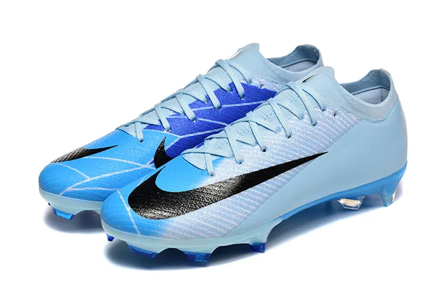 Nike Blue Black Low-Cut Knit Upper Asymmetric Lacing Firm-Ground Soccer Shoes 8