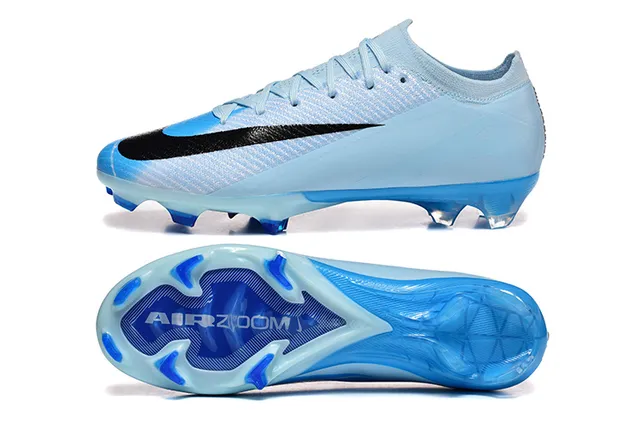 Nike Blue Black Low-Cut Knit Upper Asymmetric Lacing Firm-Ground Soccer Shoes 9