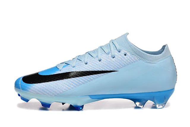 Nike Blue Black Low-Cut Knit Upper Asymmetric Lacing Firm-Ground Soccer Shoes 10