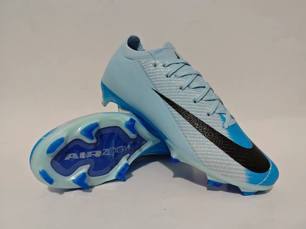Nike Blue Black Low-Cut Knit Upper Asymmetric Lacing Firm-Ground Soccer Shoes 11