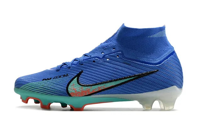 Nike Blue High-Cut Knit Upper Translucent Zoom Heel Unit Firm-Ground Soccer Shoes 6