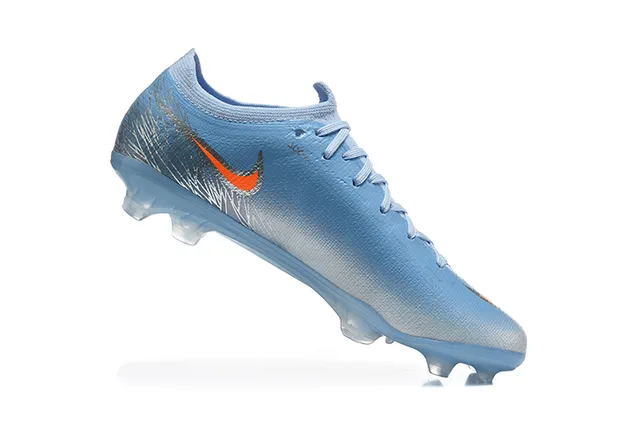 Nike Blue Orange Low-Cut Sock-Fit Upper Textured Synthetic Knit Firm-Ground Soccer Shoes 3