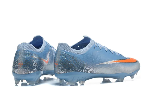 Nike Blue Orange Low-Cut Sock-Fit Upper Textured Synthetic Knit Firm-Ground Soccer Shoes 5