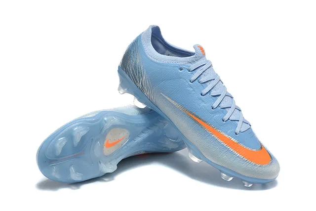 Nike Blue Orange Low-Cut Sock-Fit Upper Textured Synthetic Knit Firm-Ground Soccer Shoes 7