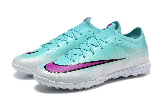 Nike Chaussures de Football Bleues Roses avec Upper en Knit, Gradiente Aqua-To-White pour Turf 8