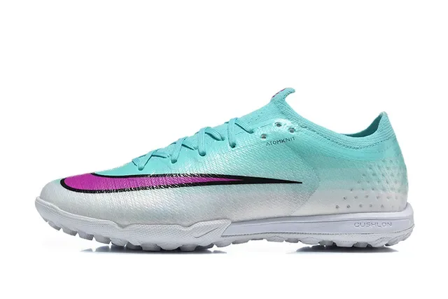 Nike Chaussures de Football Bleues Roses avec Upper en Knit, Gradiente Aqua-To-White pour Turf 10