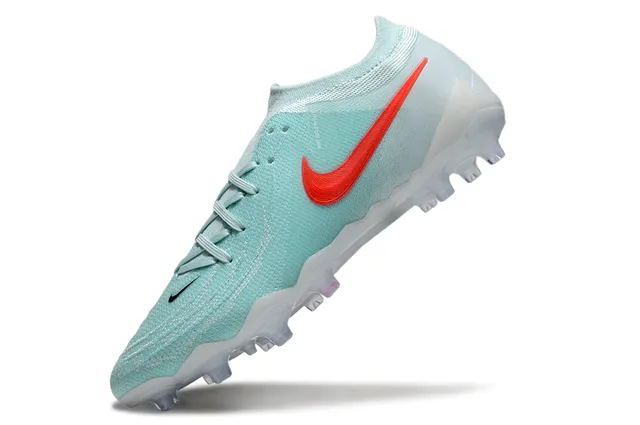 Nike Blue Red Knit Upper Asymmetric Lacing Firm-Ground Soccer Shoes 3