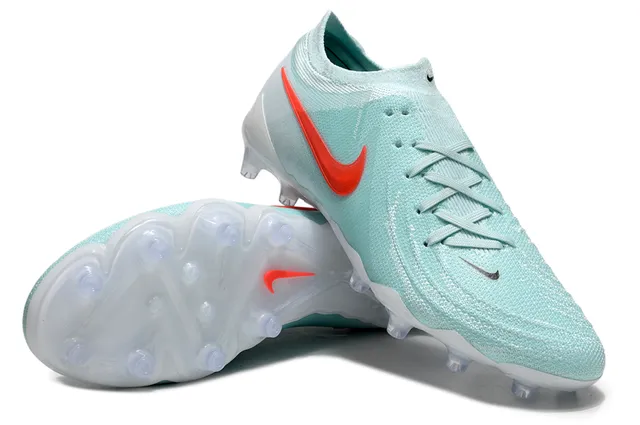 Nike Blue Red Knit Upper Asymmetric Lacing Firm-Ground Soccer Shoes 4