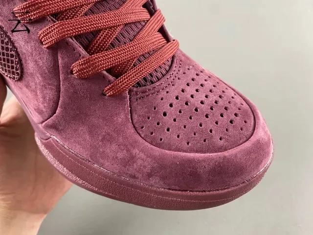 Nike Burgundy Gold Suede Upper Perforated Toebox Sneakers 2
