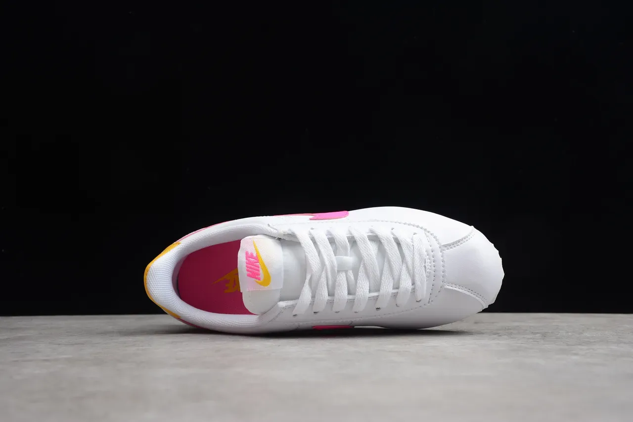 Nike Cortez White Pink Yellow Lifestyle Sneakers 4