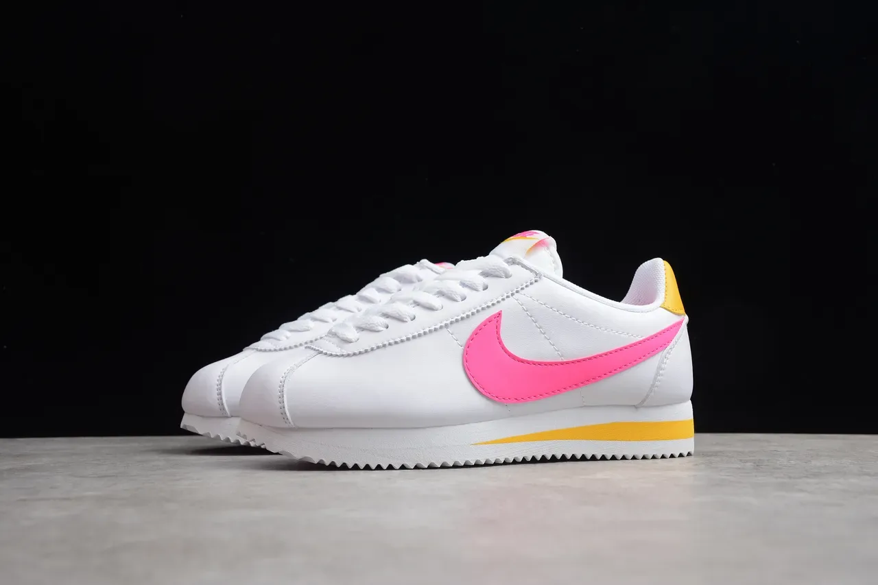 Nike Cortez White Pink Yellow Lifestyle Sneakers 6