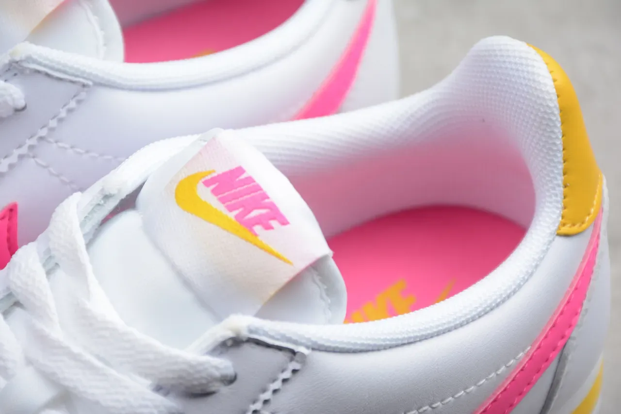 Nike Cortez White Pink Yellow Lifestyle Sneakers 13